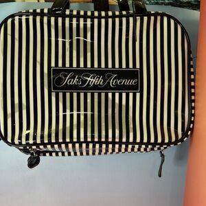 Saks Fifth Avenue Black and White Striped Tote